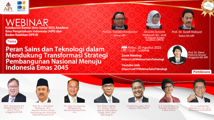 Webinar “Peran Sains dan Teknologi dalam Mendukung Transformasi Strategi Pembangunan Nasional Menuju Indonesia Emas 2045“