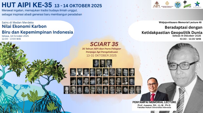 HUT AIPI Ke-35, 13 Oktober 1990 – 13 Oktober 2025, Sains di Medan Merdeka, Menghadirkan “Seni, Sains, dan Kebijakan Publik untuk Membangun Peradaban Bangsa“