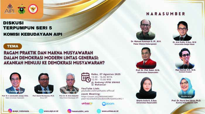 Diskusi Terpumpun Seri Ke-5 “Ragam Praktik dan Makna Musyawarah dalam Demokrasi Modern Lintas Generasi: Akankah Menuju ke Demokrasi Musyawarah?”