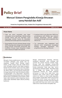 Policy Brief, No. 04 Juli 2020, Mencari Sistem Pengindeks Kinerja Ilmuwan yang Handal dan Adil