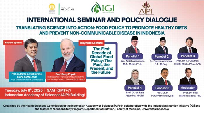 Seminar International dan Dialog Kebijakan: Menterjemahkan Ilmu Pengetahuan dalam Tindakan “Kebijakan Pangan untuk Mendorong Pola Makan Sehat dan Mencegah Penyakit Tidak Menular“